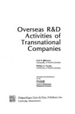 Cover of Overseas Research and Development Activities of Transnational Companies