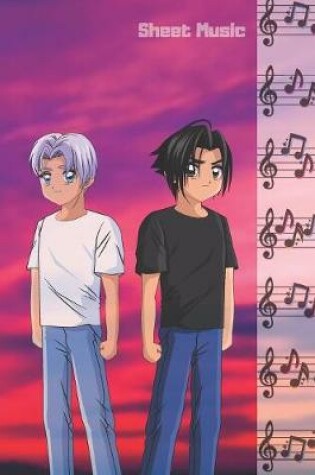 Cover of Blank Sheet Music Notebook Anime-Manga Themed 100 Pages Of Manuscript Paper