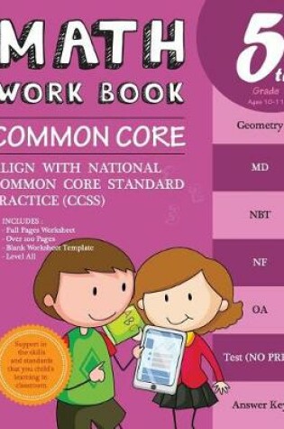 Cover of 5th Grade Math Workbook Common Core Math