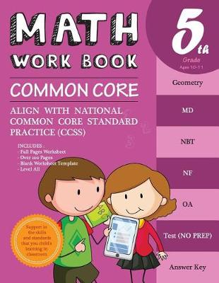 Book cover for 5th Grade Math Workbook Common Core Math