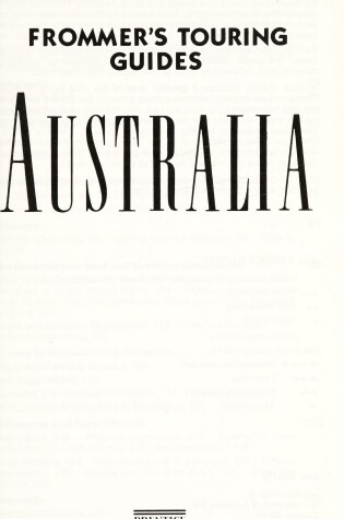 Cover of Frommer Touring Guide to Australia