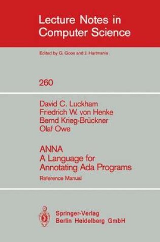Cover of ANNA A Language for Annotating Ada Programs