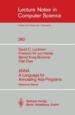 Book cover for ANNA A Language for Annotating Ada Programs