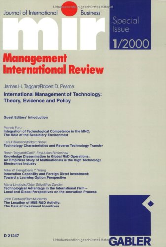 Book cover for International Management of Technology: Theory, Evidence and Policy