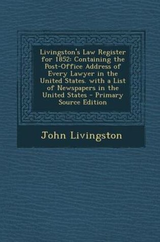 Cover of Livingston's Law Register for 1852