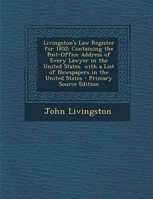 Book cover for Livingston's Law Register for 1852