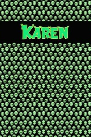 Cover of 120 Page Handwriting Practice Book with Green Alien Cover Karen