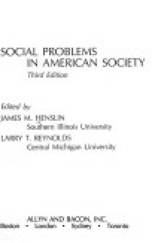 Cover of Social Problems in American Society