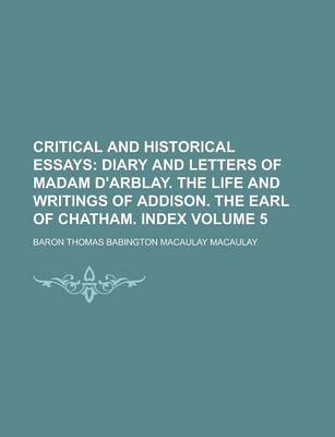 Book cover for Critical and Historical Essays Volume 5