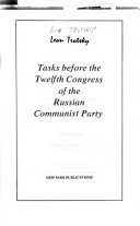 Book cover for Tasks Before the Twelfth Congress of the Russian Communist Party