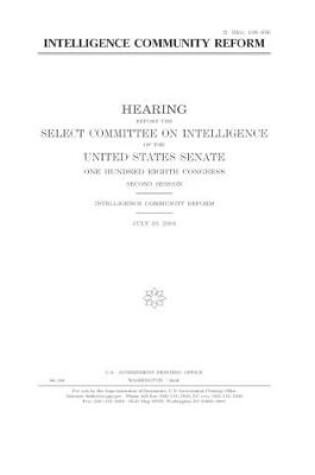 Cover of Intelligence community reform