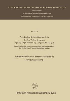 Book cover for Merkmalanalyse für datenverarbeitende Fertigungsplanung