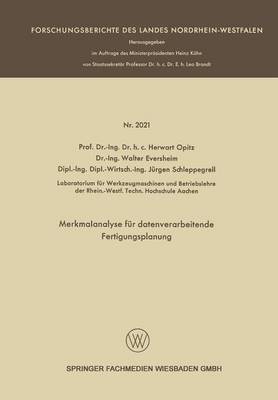 Cover of Merkmalanalyse für datenverarbeitende Fertigungsplanung