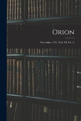 Book cover for Orion; November, 1921