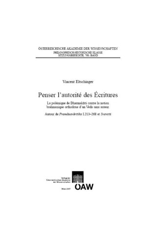 Cover of Penser l'Autorite Des Ecritures