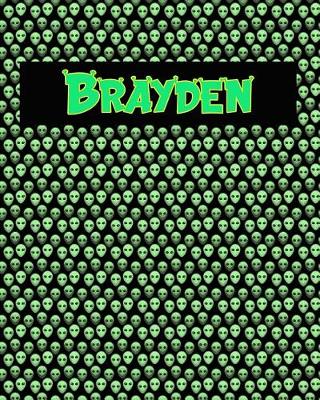 Book cover for 120 Page Handwriting Practice Book with Green Alien Cover Brayden