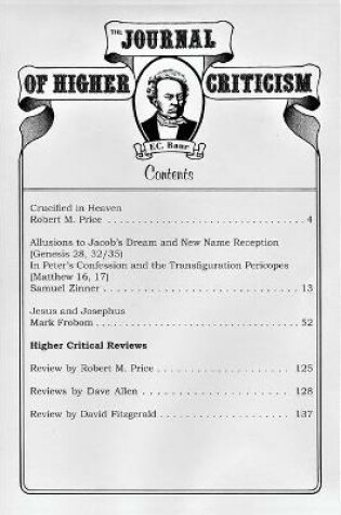 Cover of The Journal of Higher Criticism Volume 16 Number 2