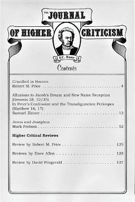 Book cover for The Journal of Higher Criticism Volume 16 Number 2