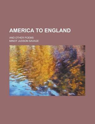 Book cover for America to England; And Other Poems