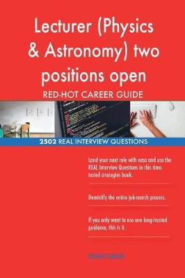 Book cover for Lecturer (Physics & Astronomy) two positions open RED-HOT Career; 2502 REAL Inte