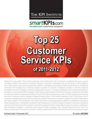 Book cover for Top 25 Customer Service KPIs of 2011-2012