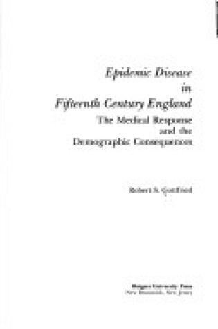 Cover of Epidemic Disease in Fifteenth-century England