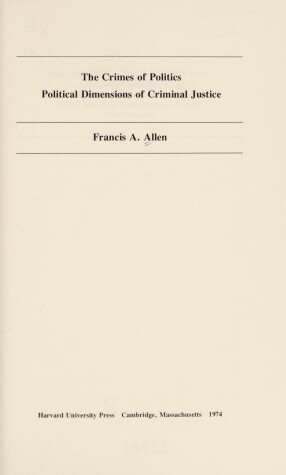 Book cover for The Crimes of Politics