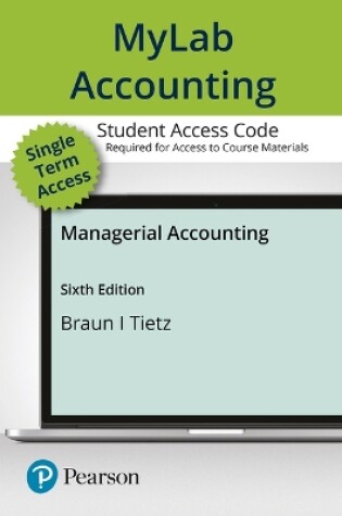Cover of Mylab Accounting with Pearson Etext -- Access Card -- For Managerial Accounting