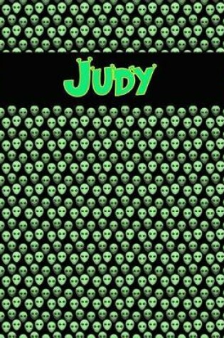 Cover of 120 Page Handwriting Practice Book with Green Alien Cover Judy