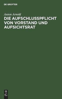 Book cover for Die Aufschlusspflicht Von Vorstand Und Aufsichtsrat