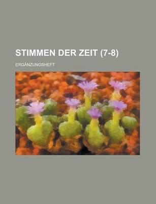 Book cover for Stimmen Der Zeit; Erganzungsheft (7-8 )