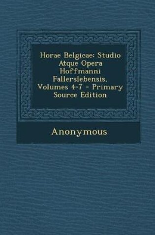 Cover of Horae Belgicae