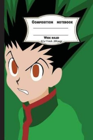 Cover of Composition notebook wide ruled 200 pages, 8.5 x 11 inch, Green Boy Manga