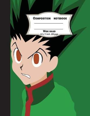 Book cover for Composition notebook wide ruled 200 pages, 8.5 x 11 inch, Green Boy Manga