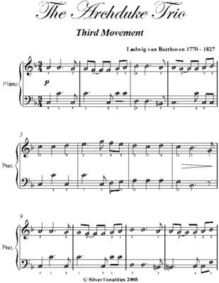 Book cover for Archduke Trio Third Movement Easiest Piano Sheet Music
