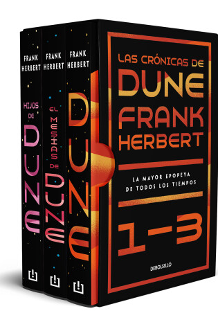 Cover of Estuche Las crónicas de Dune: Dune, El mesías de Dune e Hijos de dune / Frank Herbert's Dune Saga 3-Book Boxed Set: Dune,Dune Messiah, and Children of Dune