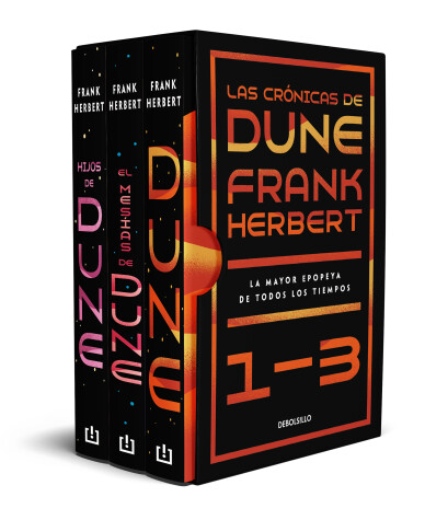Book cover for Estuche Las crónicas de Dune: Dune, El mesías de Dune e Hijos de dune / Frank Herbert's Dune Saga 3-Book Boxed Set: Dune,Dune Messiah, and Children of Dune