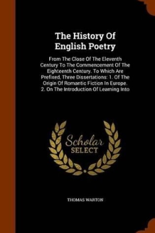 Cover of The History of English Poetry