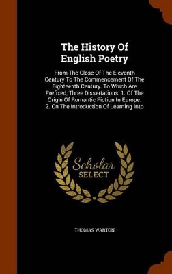 Book cover for The History of English Poetry