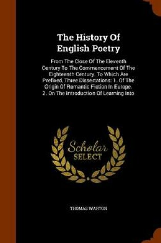 Cover of The History of English Poetry