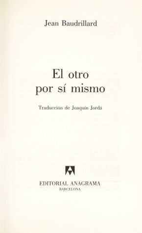 Book cover for El Otro Por Si Mismo