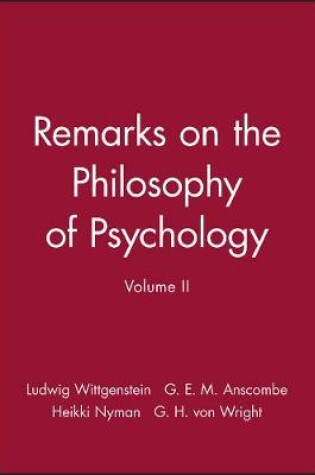 Cover of Remarks on the Philosophy of Psychology, Volume II