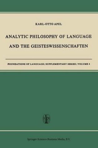 Cover of Analytic Philosophy of Language and the Geisteswissenschaften