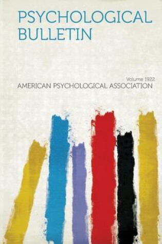 Cover of Psychological Bulletin Year 1922