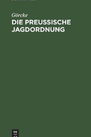 Cover of Die Preu�ische Jagdordnung
