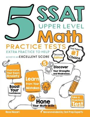 Book cover for 5 SSAT Upper Level Math Practice Tests