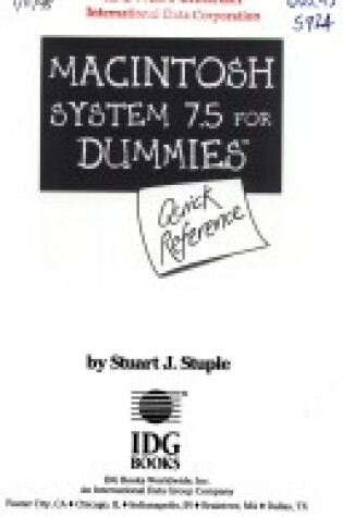 Cover of Macintosh System 7.5 for Dummies Quick Reference