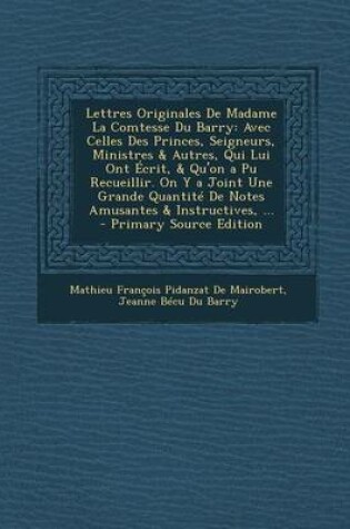 Cover of Lettres Originales de Madame La Comtesse Du Barry