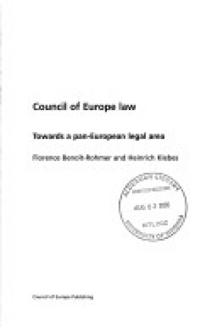 Cover of Council of Europe Law, Towards a Pan-European Legal Area