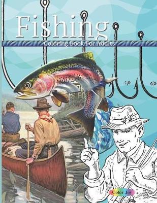 Book cover for Fishing coloring book for adults